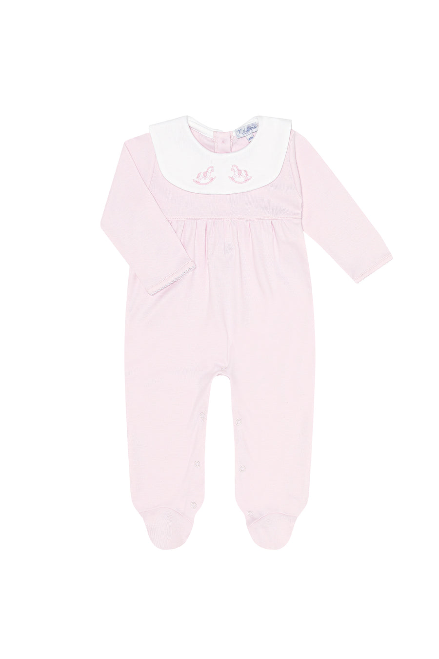 Pink Rocking Horse Embroidered Footie