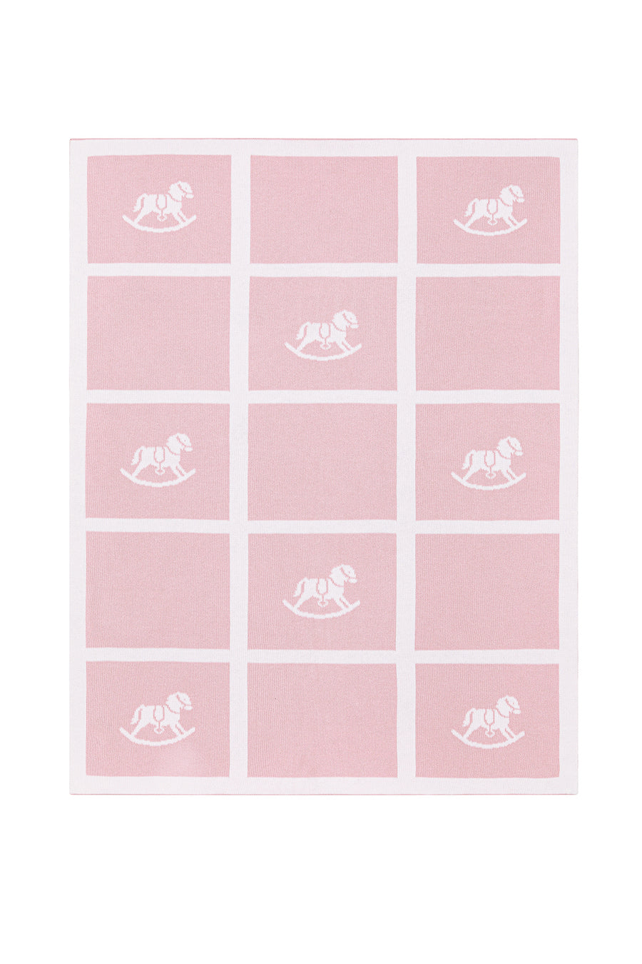 Pink Rocking Horse Knit Blanket