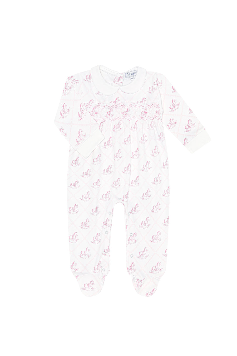 Pink Rocking Horse Smocked Footie