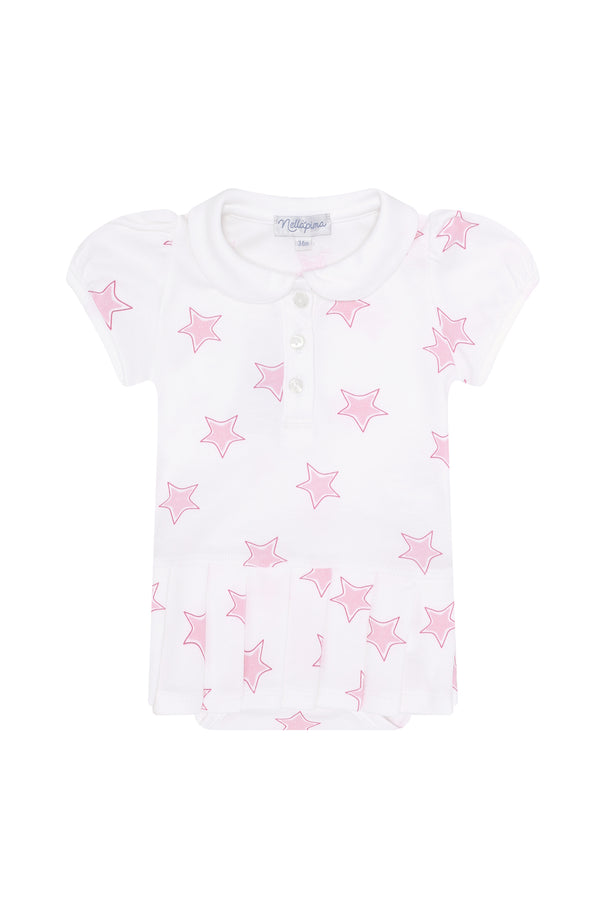 Pink Stars Print Onesie Dress