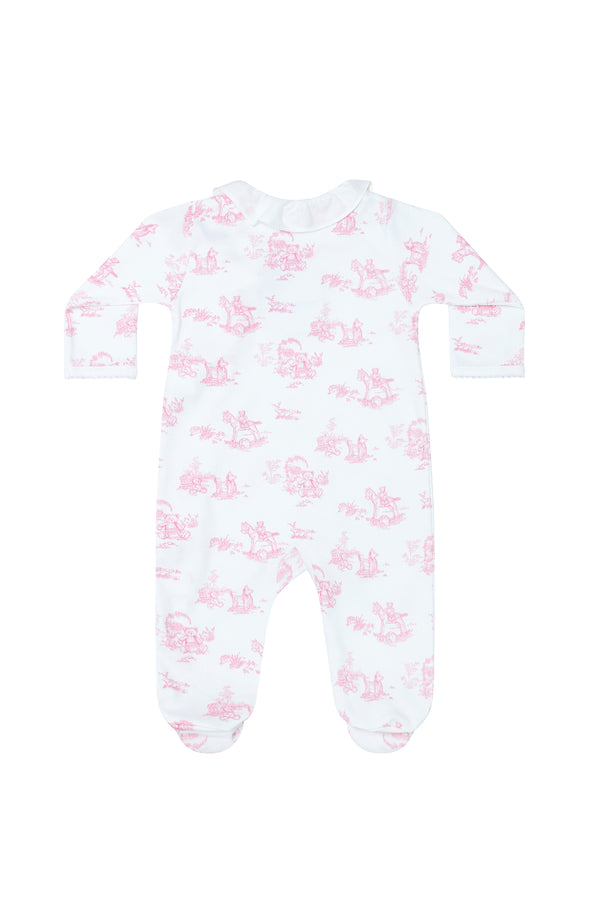 Pink Toile Crossover Footie