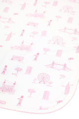 Pink London Toile Receiving Blanket