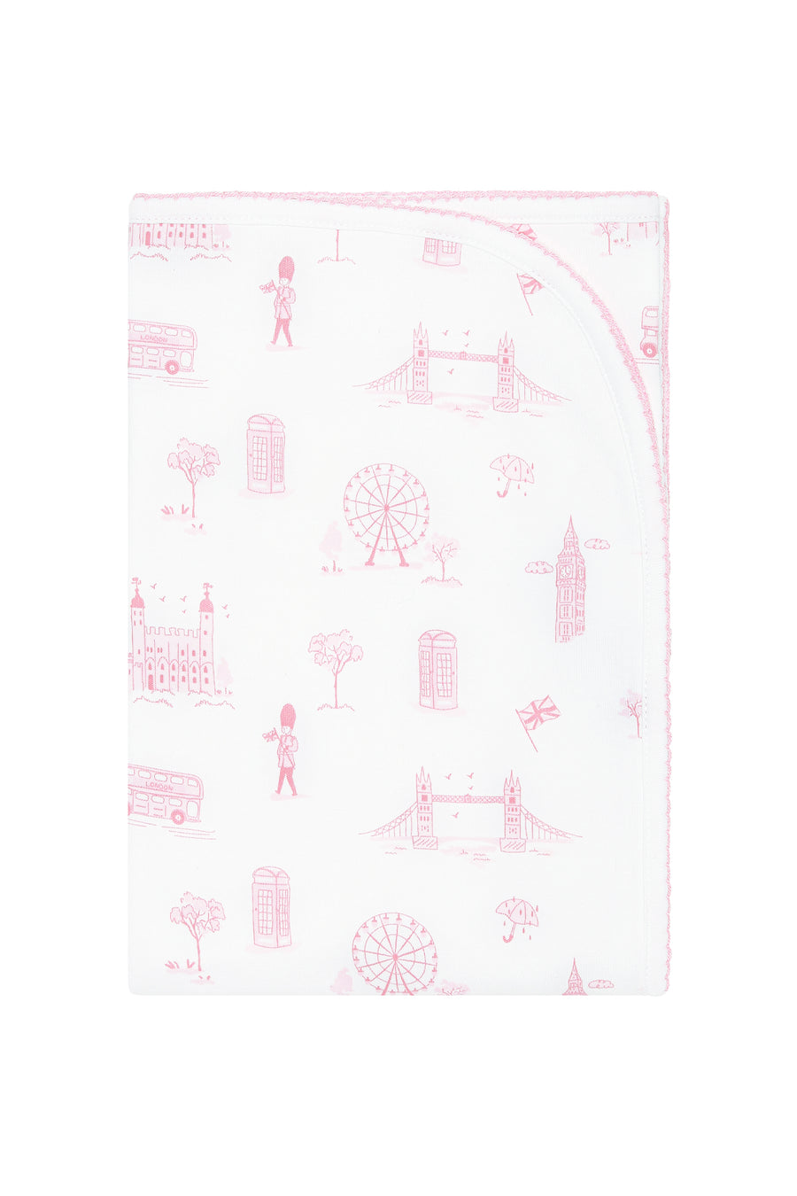 Pink London Toile Receiving Blanket