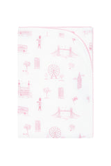 Pink London Toile Receiving Blanket