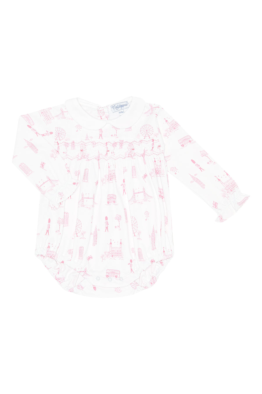Pink London Toile Smocked Bubble LS