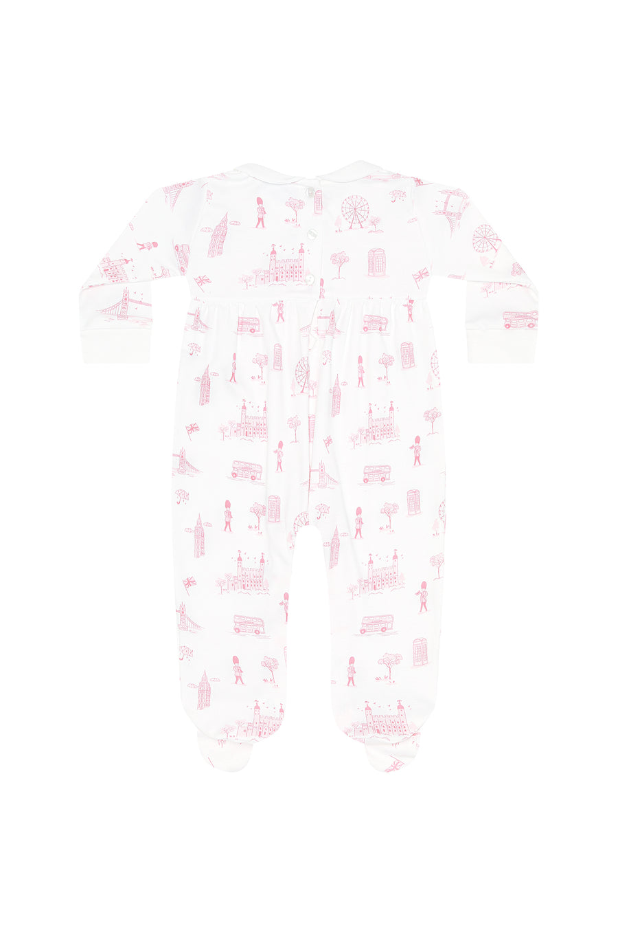 Pink London Toile Smocked Footie