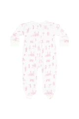 Pink London Toile Smocked Footie