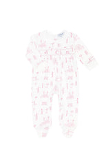 Pink London Toile Smocked Footie