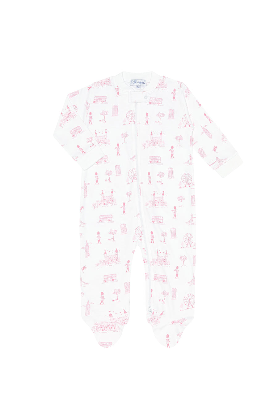 Pink London Toile Zipper Footie