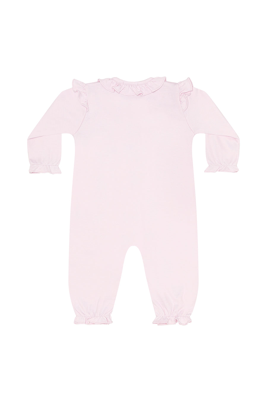Pink Pumpkin Patch Embroidered Romper LS