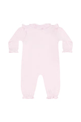 Pink Pumpkin Patch Embroidered Romper LS
