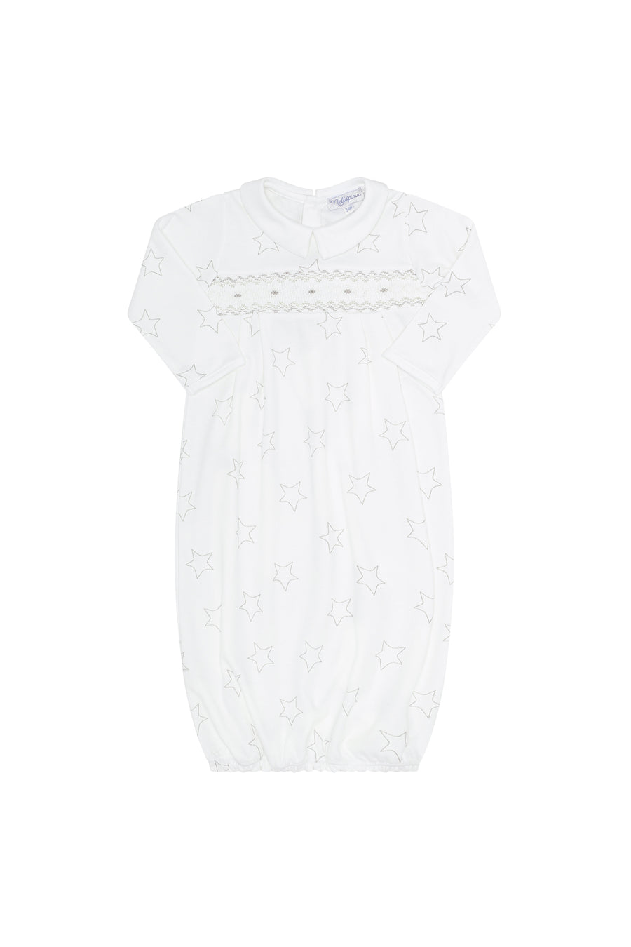 Grey Stars Print Smocked Gown