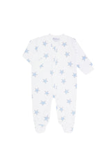 Blue Stars Print Zipper Footie