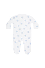 Blue Stars Print Zipper Footie