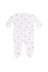 Pink Stars Print Zipper Footie