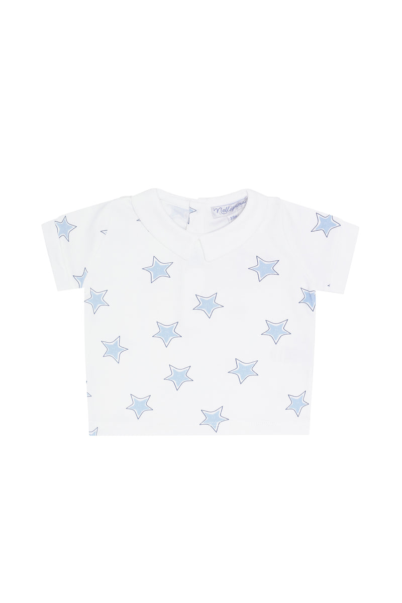 Blue Stars Print Diaper Cover Set