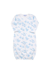 Blue Toile Baby Gown