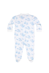 Blue Toile Zipper Footie