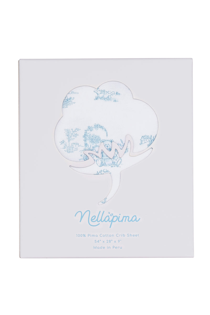 Blue Toile Baby Crib Sheets Nella Pima
