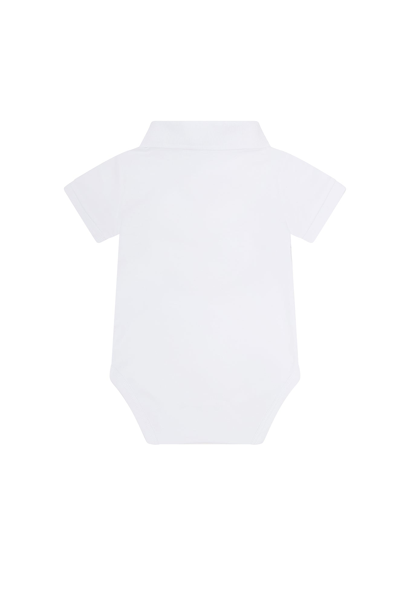 Boys White Knit S/S Piped Shirt/Onesie