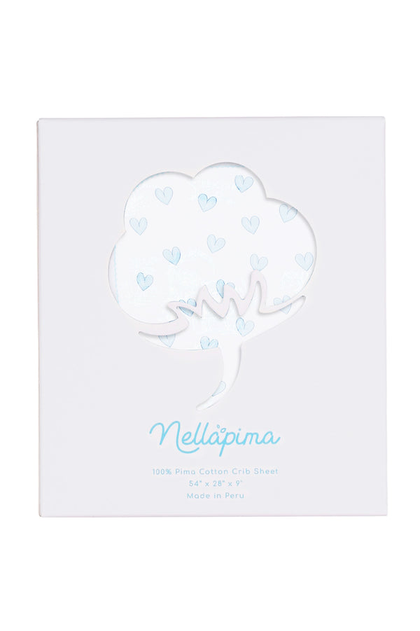 Blue Heart Print Crib Sheets