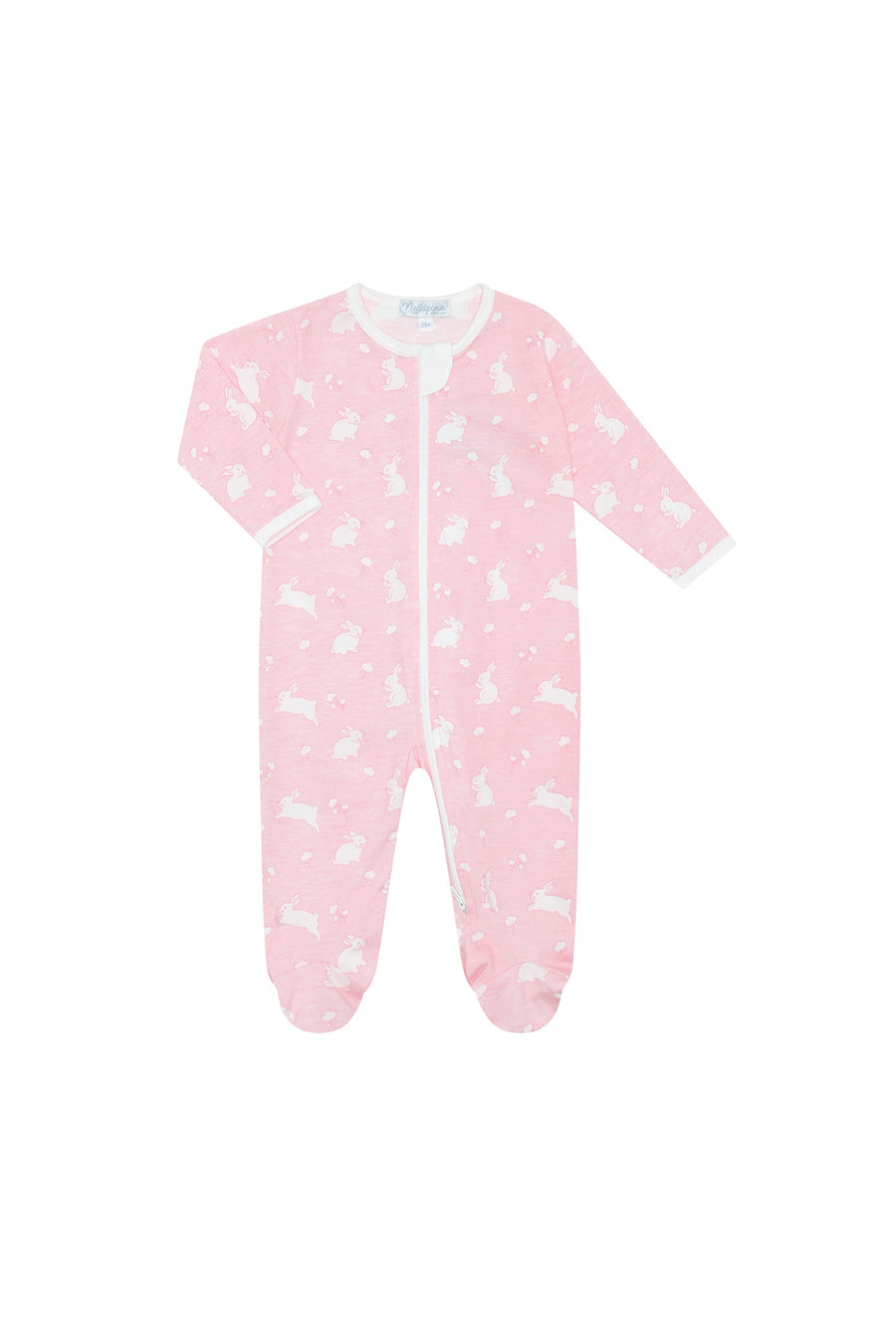 Pink Bunny Cotton Zipper Footie - Nellapima