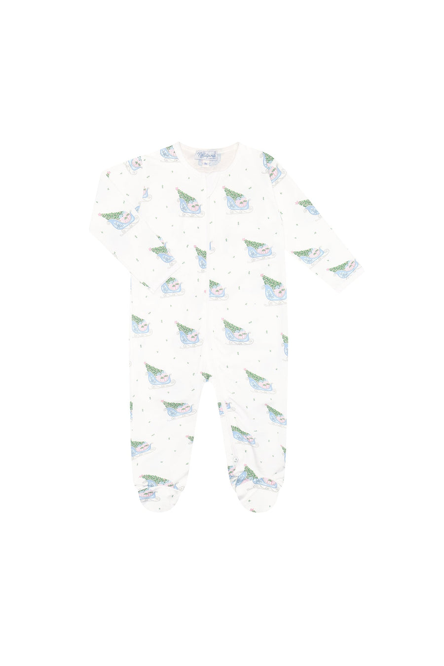 Pink Merry Sleighs Zipper Footie - Nellapima