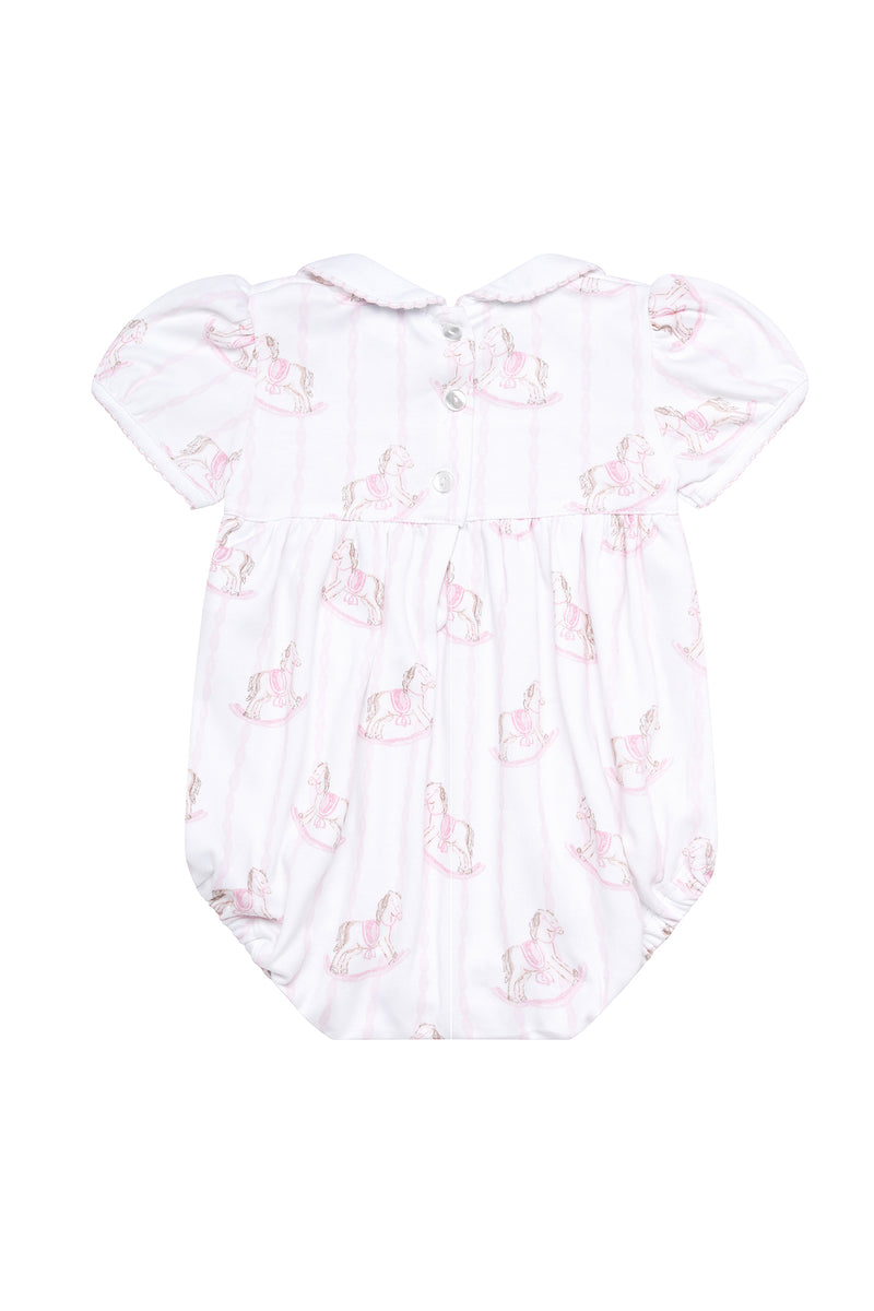 Pink Rocking Horse Smocked Bubble