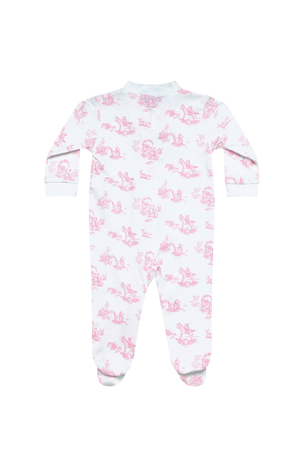 Pink Toile Zipper Footie