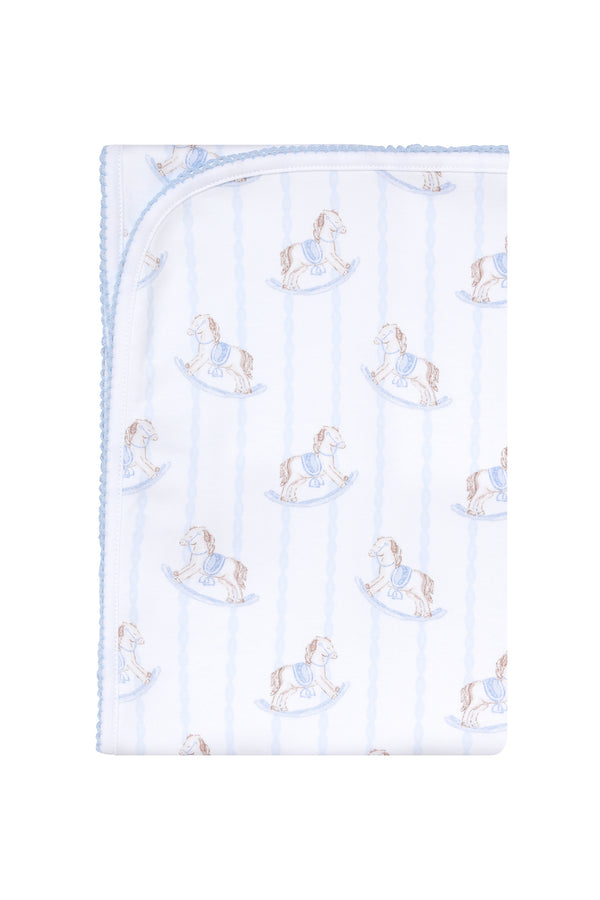 Blue Rocking Horse Baby Blanket