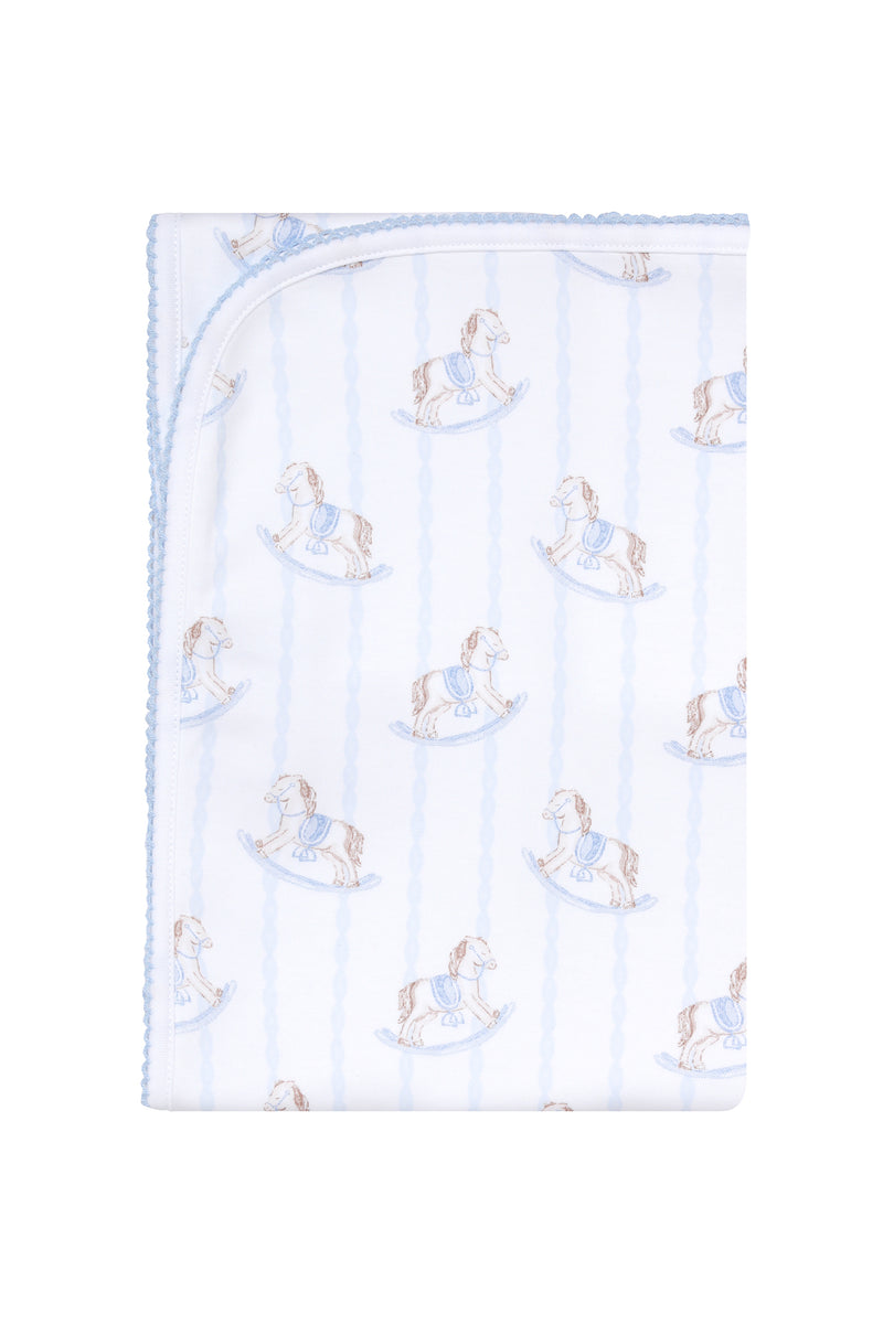 Blue Rocking Horse Baby Blanket