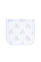 Blue Rocking Horse Baby Burp Cloth