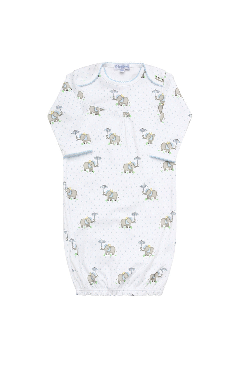 Blue Elephant Baby Gown 