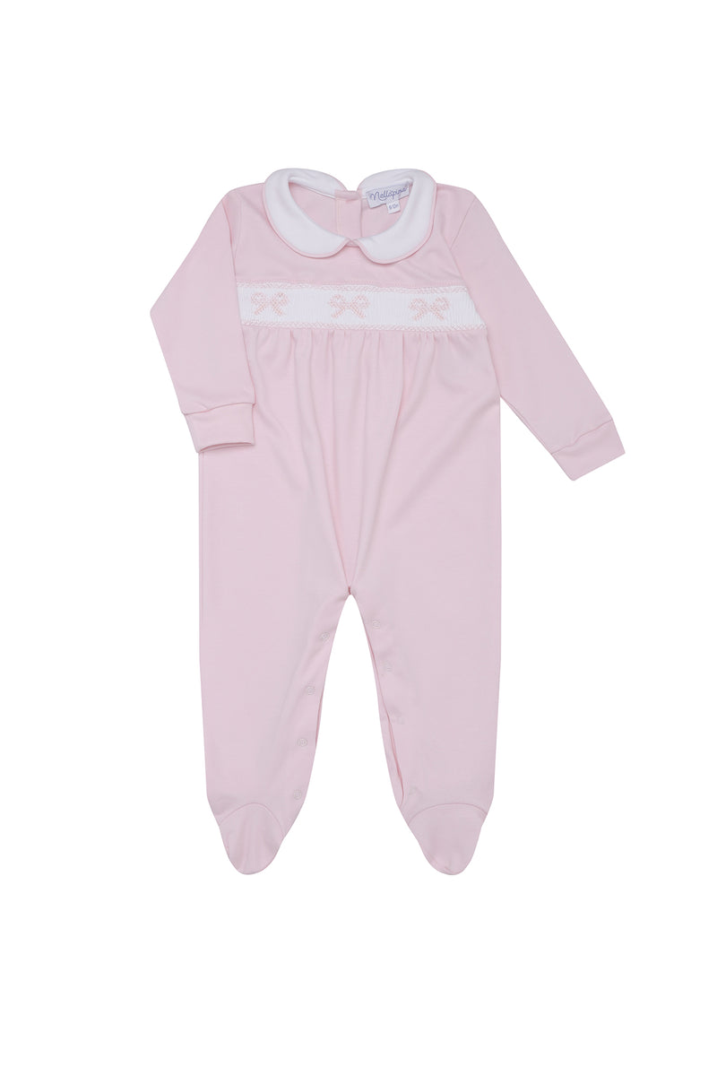 Bows Smocked Baby Girl Footie