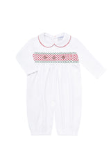 Christmas Smocked Long Sleeve Romper