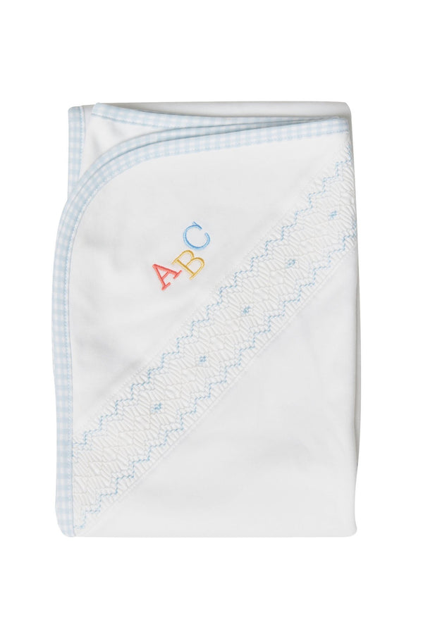 Blue Gingham ABC Baby Blanket