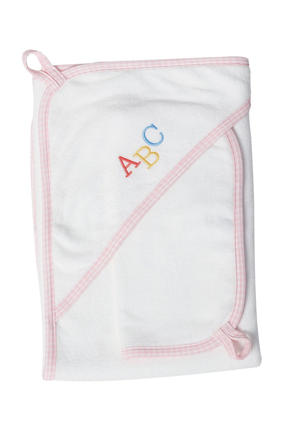 Pink Gingham ABC Baby Towel