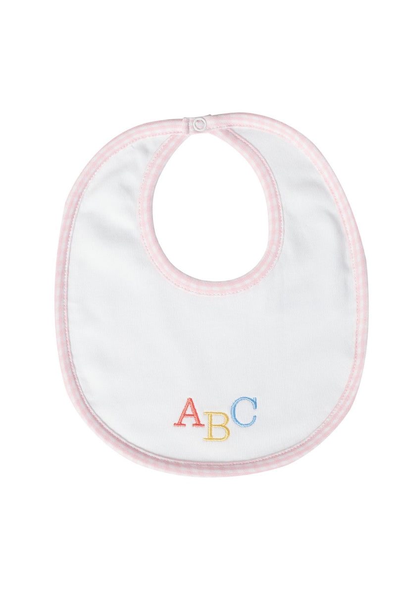 Pink Gingham ABC Bib