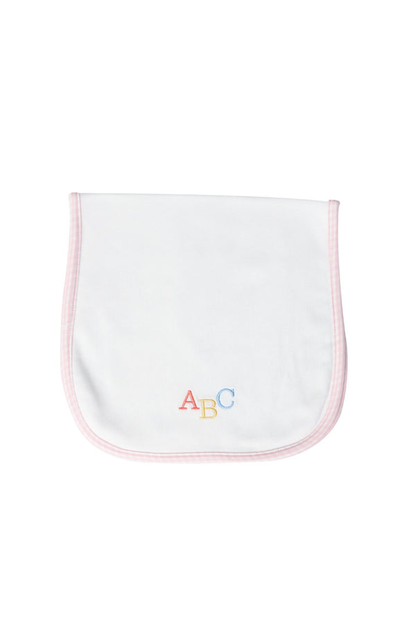 Pink Gingham ABC Burp Cloth