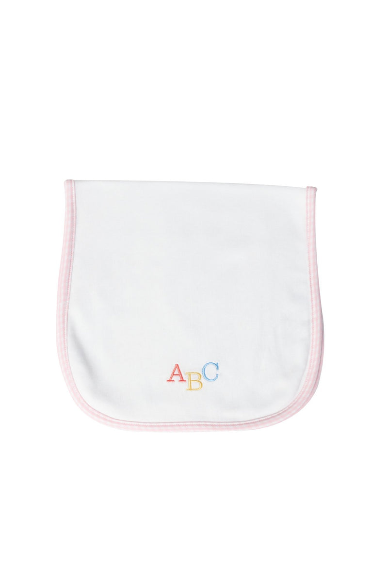 Pink Gingham ABC Burp Cloth