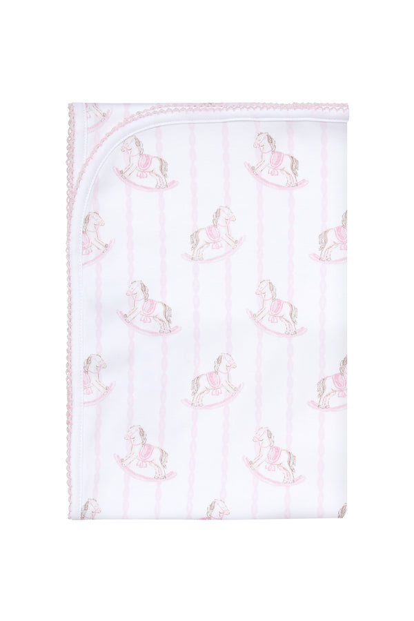 Pink Rocking Horse baby blanket