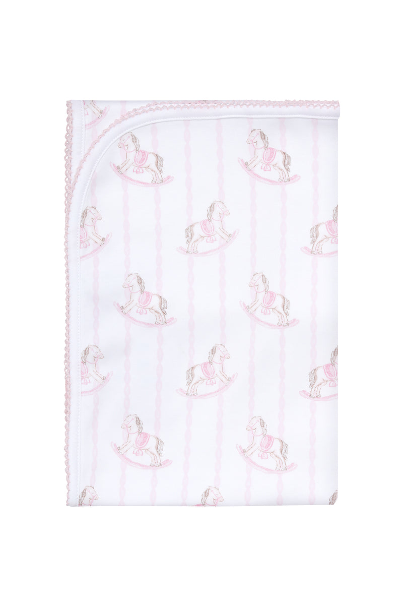 Pink Rocking Horse Baby Blanket