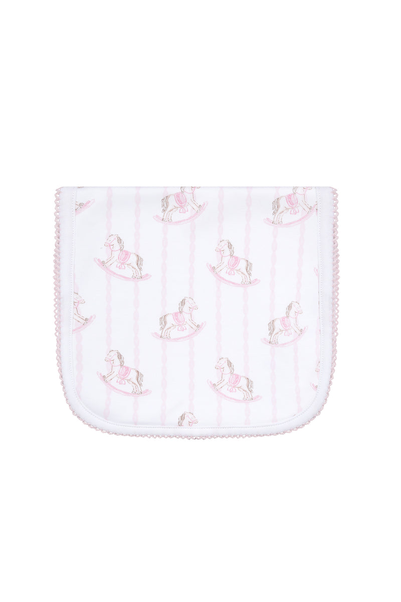 Pink Rocking Horse Baby Burp Cloth