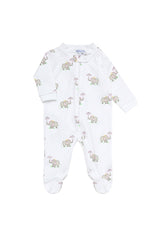 Pink Elephant Baby Zipper Footie