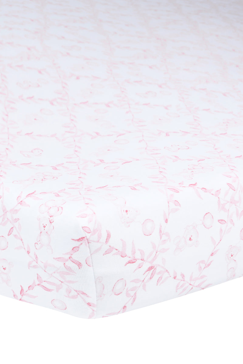 Pink Bears Trellace Crib Sheets