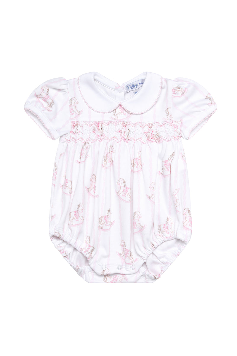 Pink Rocking Horse Smocked Bubble