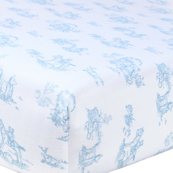 Blue toile crib sheet discount